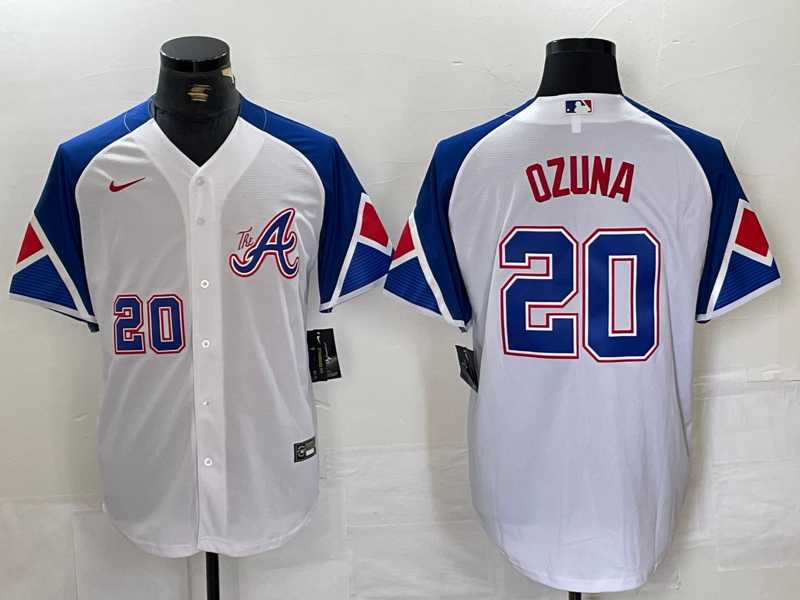 Mens Atlanta Braves #20 Marcell Ozuna Number White 2023 City Connect Flex Base Stitched Jersey->atlanta braves->MLB Jersey